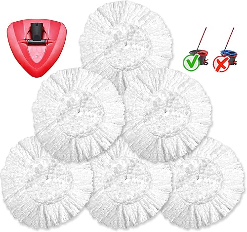 Repuesto de cabezal de trapeador giratorio cabezal de repuesto compatible con EasyWrin, 6 repuestos de mopa giratoria de microfibra, 1 base, cabezal