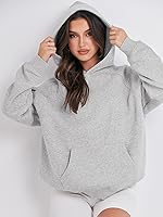 Vista 4 de ANRABESS - Sudaderas con capucha para mujer, sobre talla, de vellón de manga larga, modelo de 2024, para otoño