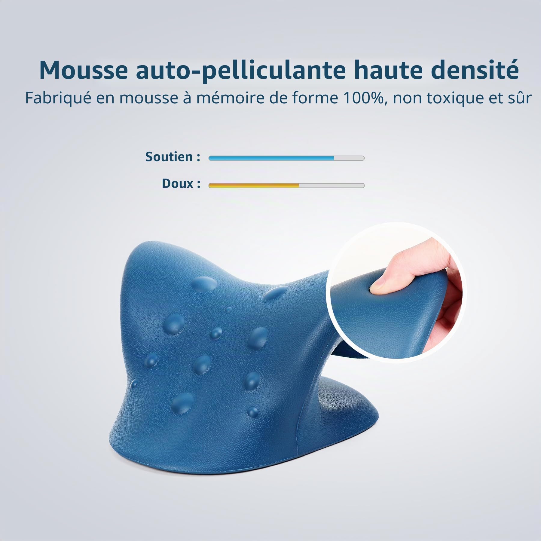 Cozyhealth Étireur de cou pour soulager les douleurs cervicales, relaxant du cou et des épaules, dispositif de traction cervicale, oreiller pour soulager la douleur de l'ATM (bleu foncé)