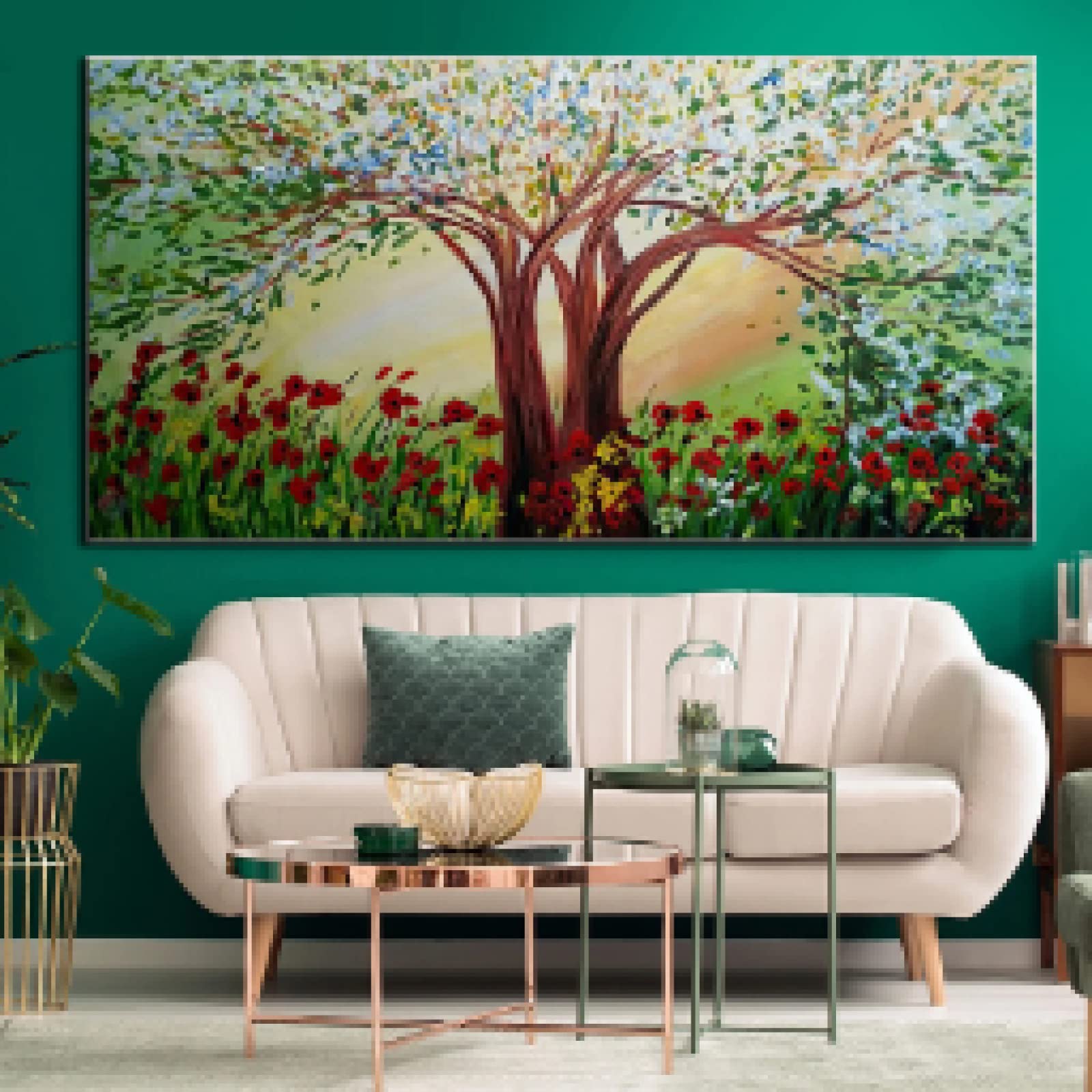 Toile murale art abstrait arbre fleur haute definition impression paysage 60x120 - 8