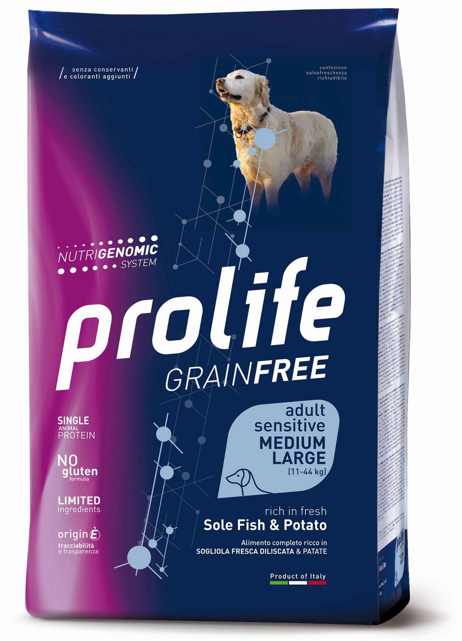 Prolife Grain Free Sensitive Sole Pesce E Patate Adult Medium/Large 10 kg