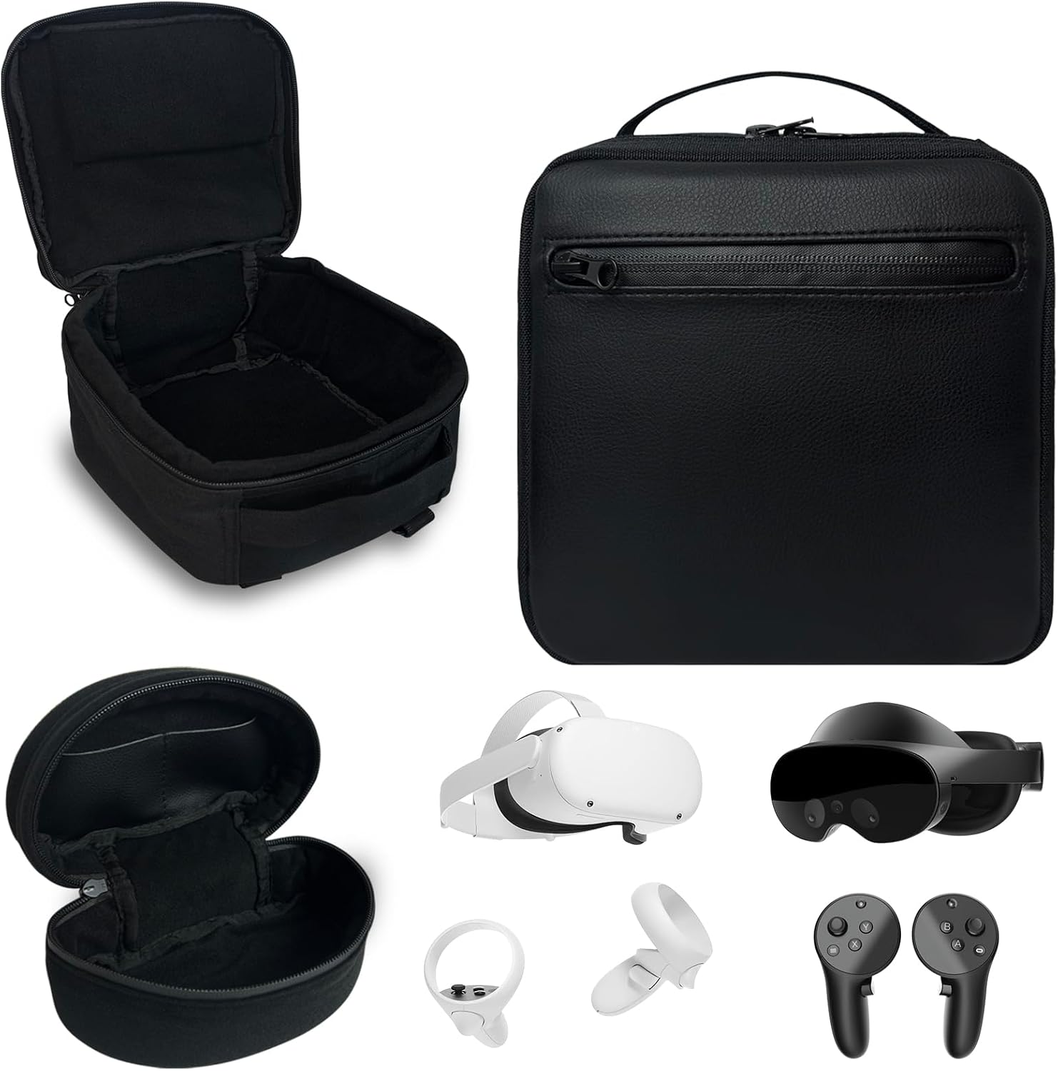 Virtual Reality Headset Carring Case 1000D Nylon Carry Bag for Vision Pro/Meta Quest 3S/Quest 3/Quest 2 VR Game Headset Earphone Crossbody Accessory Storage Home Travel (Black)
