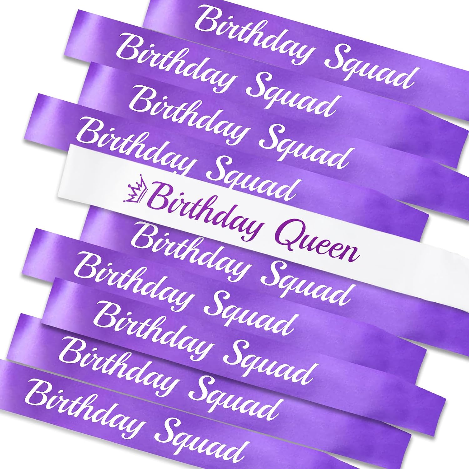 10 PCS Birthday Sashes Kit, Hot Pink Birthday Girl Sash and Squad Sashes for Girl or Women Funny Party Favors