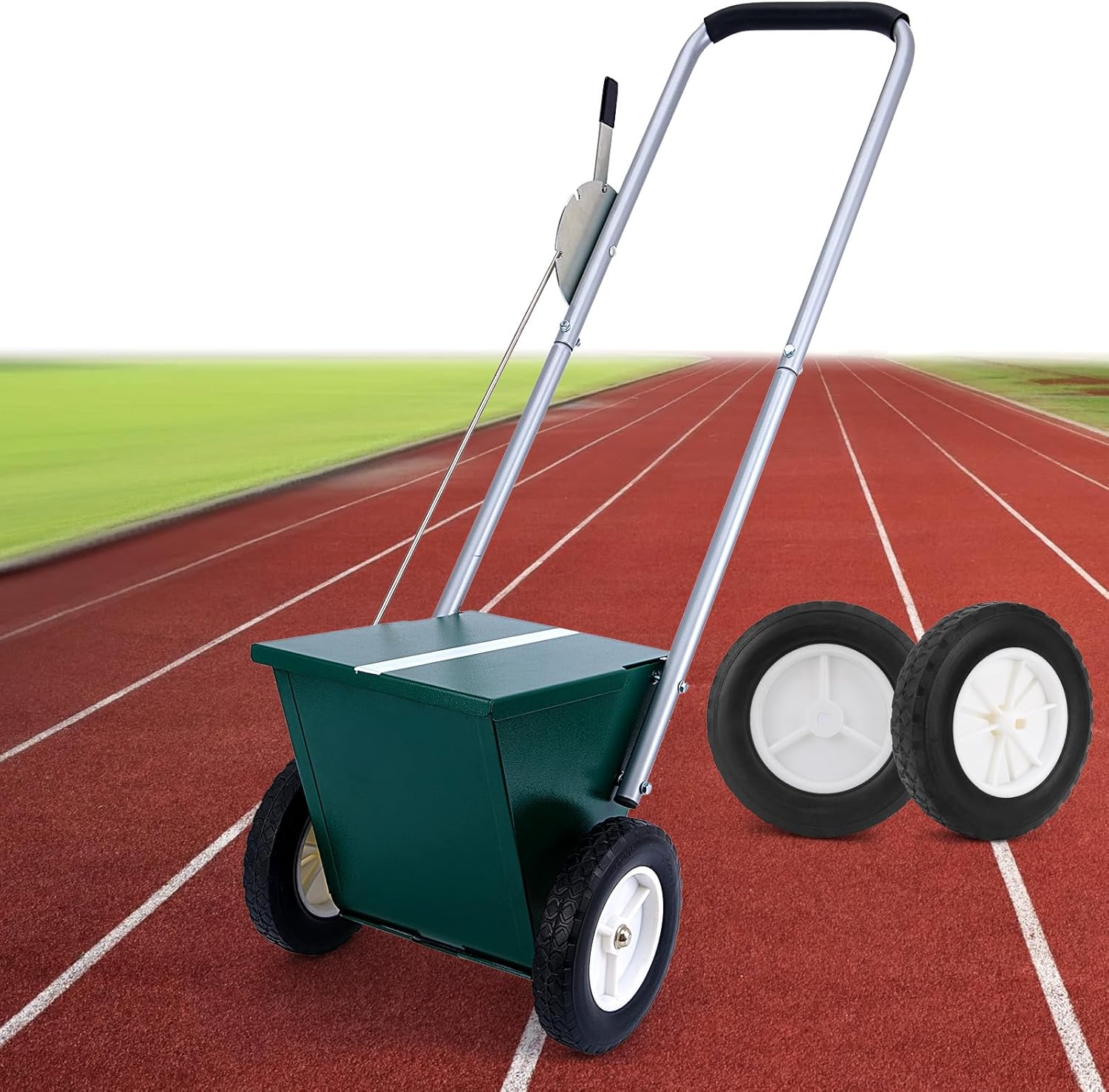 BOOTOP PIN Field Line Chalker for Baseball/Softball – 25LB Capacity, Adjustable 2 or 4 inch Dry Line Marker Machine, with Upgraded Nylon-Rubber Hybrid Wheels