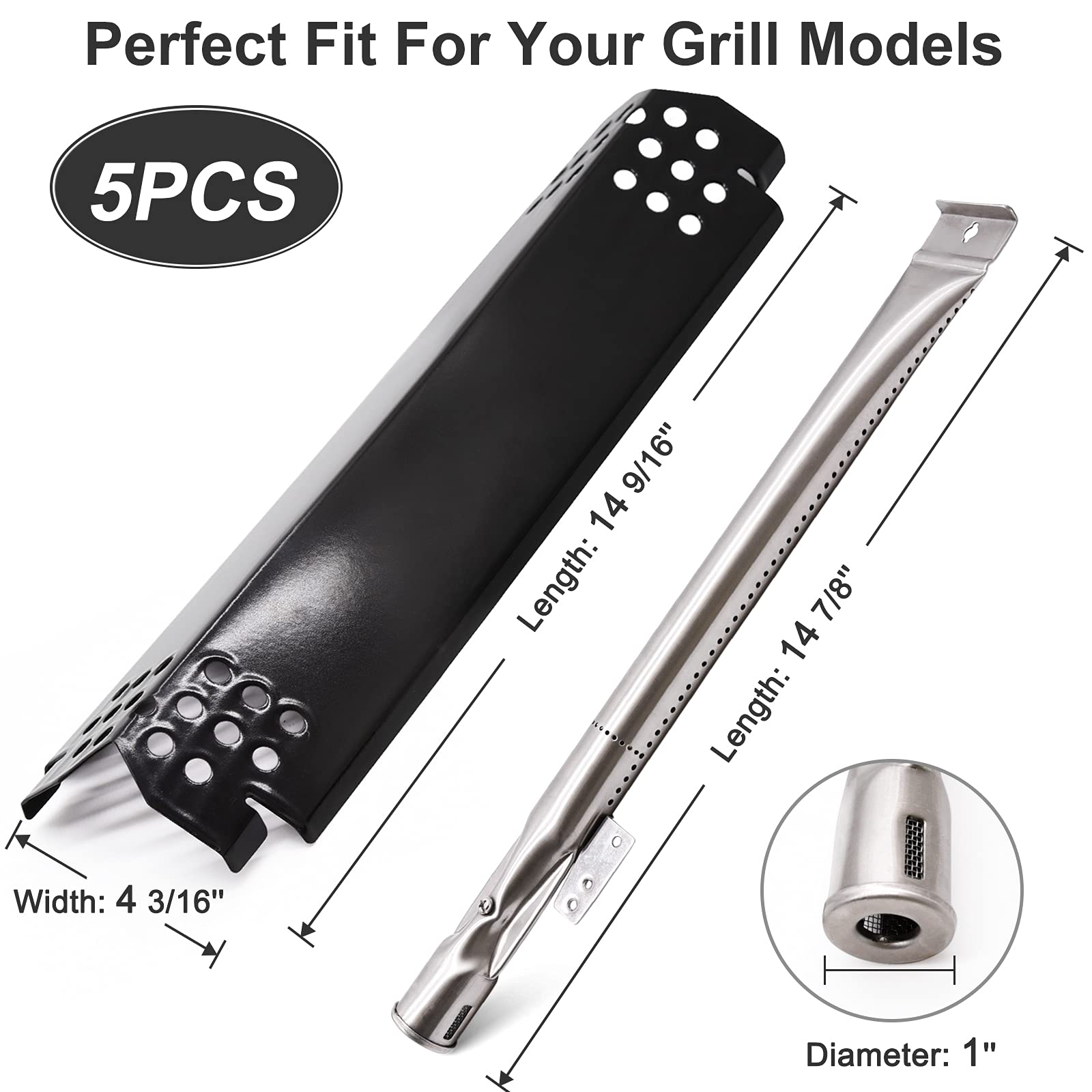 Set 5 Tubi Bruciatore Per Grill Nexgrill 720-0888 | 14 7/8 Pollici | Ricambio Con EAN