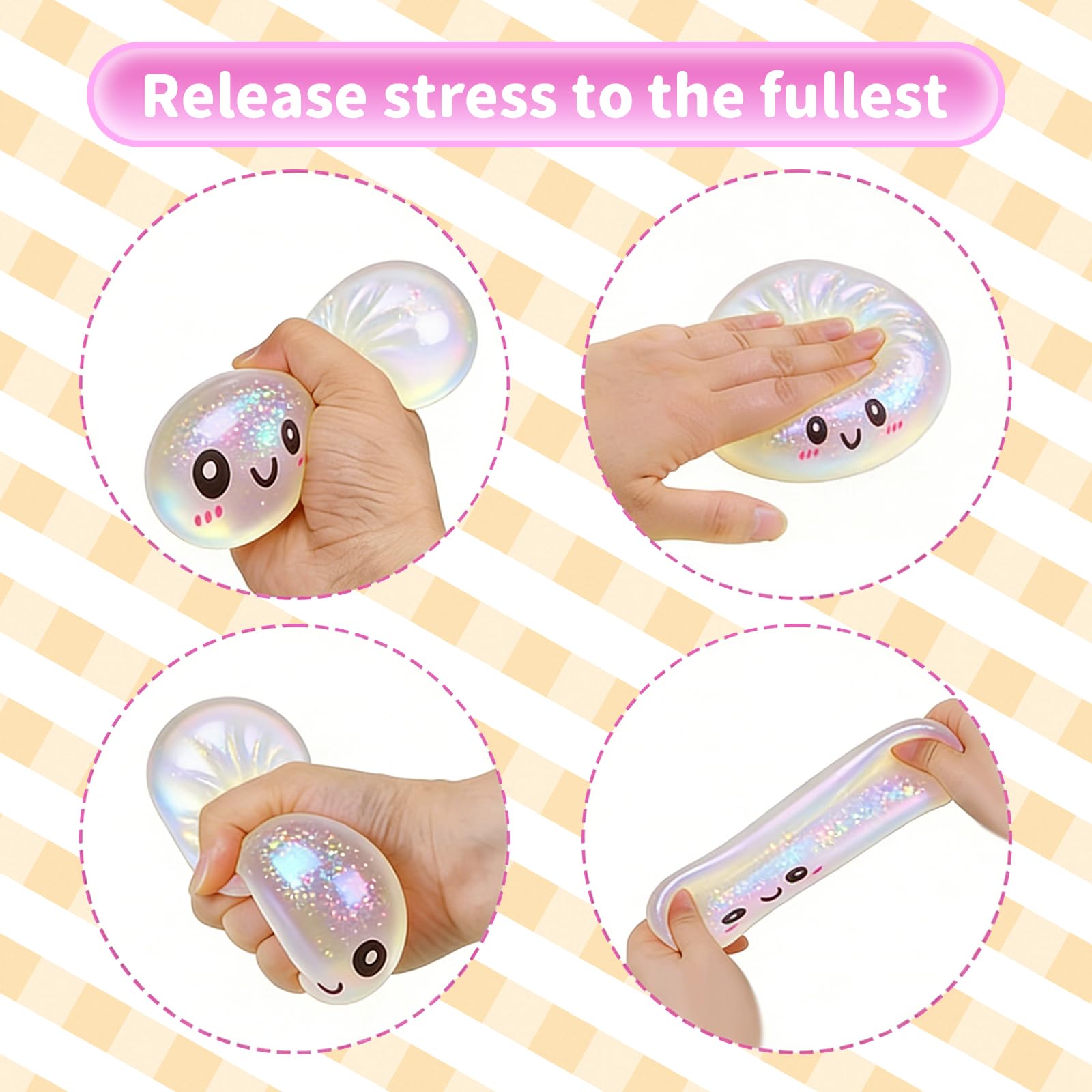 Dumpling Squishy Glitter Mystery,Dumpling Squishy, Wirkt angstlösend und hat eine schnelle Wirkungserholung, Decompression Dough for Adults - 4