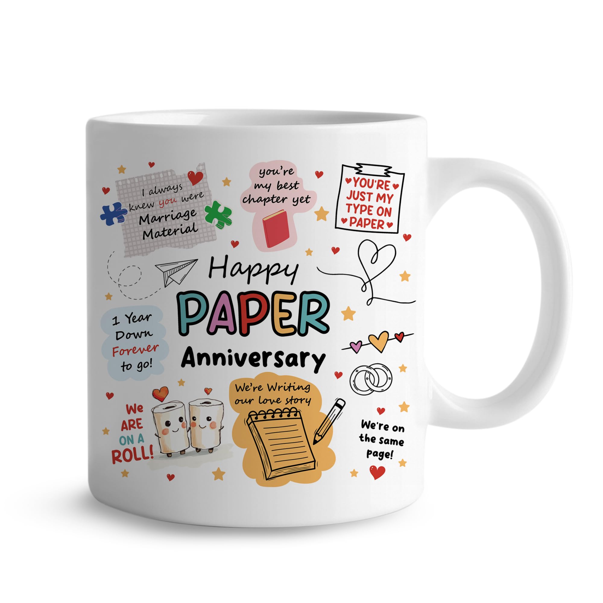 RED OCEAN Funny Mug for 1st Anniversary, Gift for Her Him, Paper Anniversary, Husband Wife Couple Romantic Present Keepsake