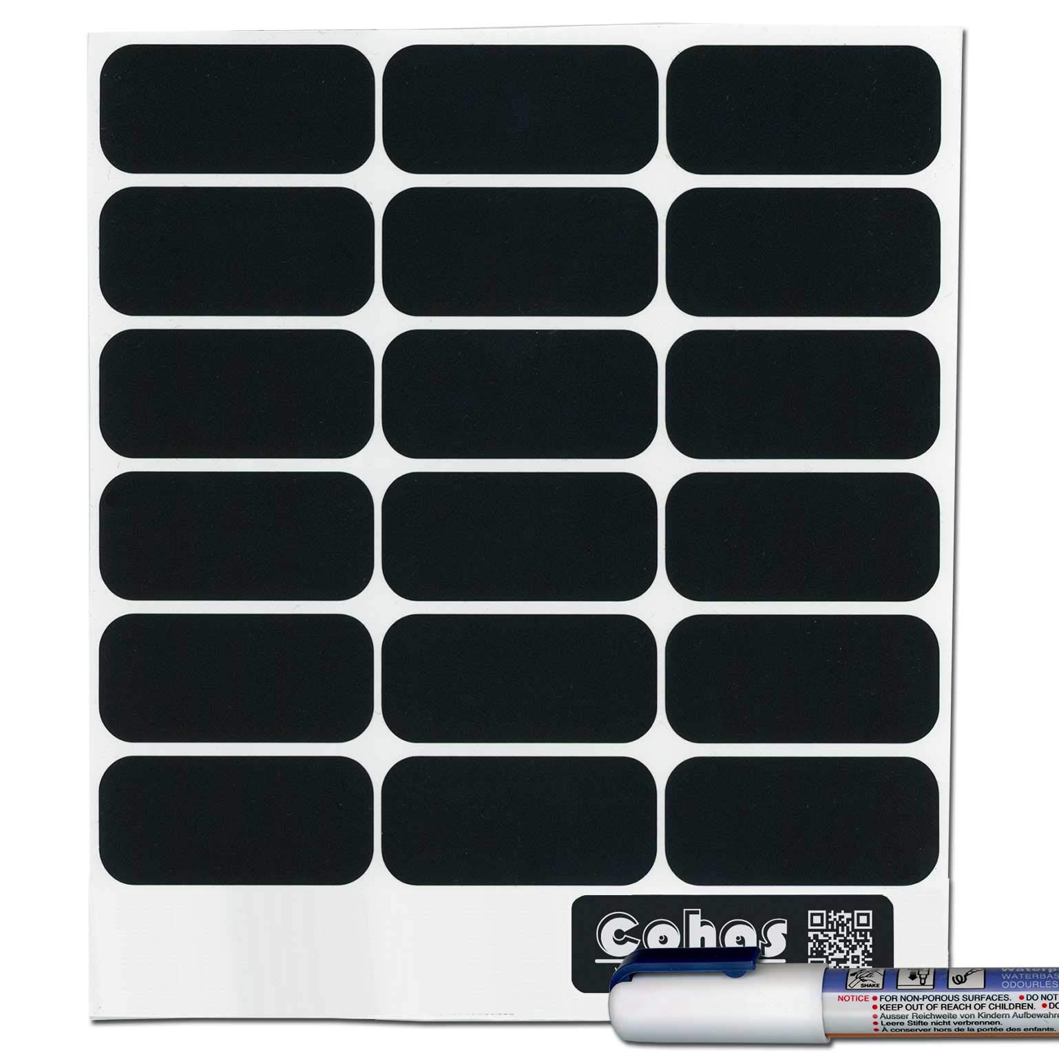 Cohas Chalkboard Labels for Party Cups and Supplies Includes Liquid Chalk Marker and 54 Labels, Extra Fine Tip, White Marker