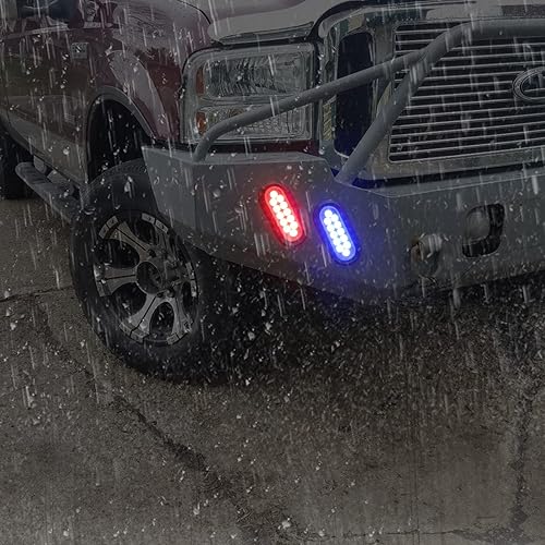 Miniatura 7 de Partsam Juego de 2 luces traseras ovaladas rojas de 6.7 pulgadas y luces auxiliares azules, 12 diodos con ojales de goma y 3 clavijas, luces