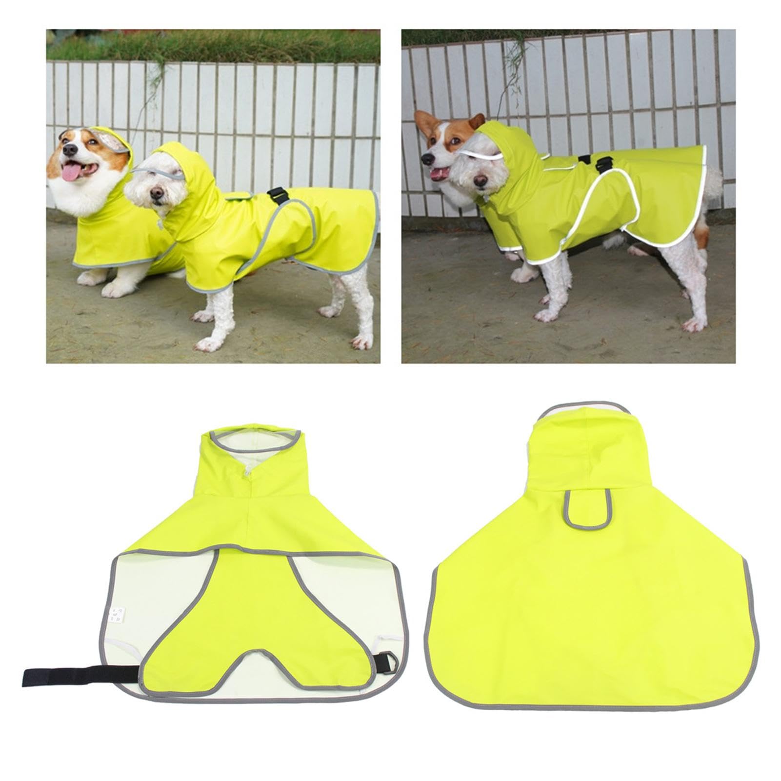 Impermeabile per Animali Domestici Impermeabile per Animali Domestici Impermeabile per Cucciolo | Abbigliamento Riflettente per Animali Domestici con Fori di Corda, Impermeabile per Cucciolo