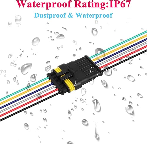 Miniatura 14 de 3Pin Way - Conectores eléctricos impermeables de 16 AWG, macho y hembra, kit de enchufe de arnés de cable de 16 AWG adecuado para automóvil, camión