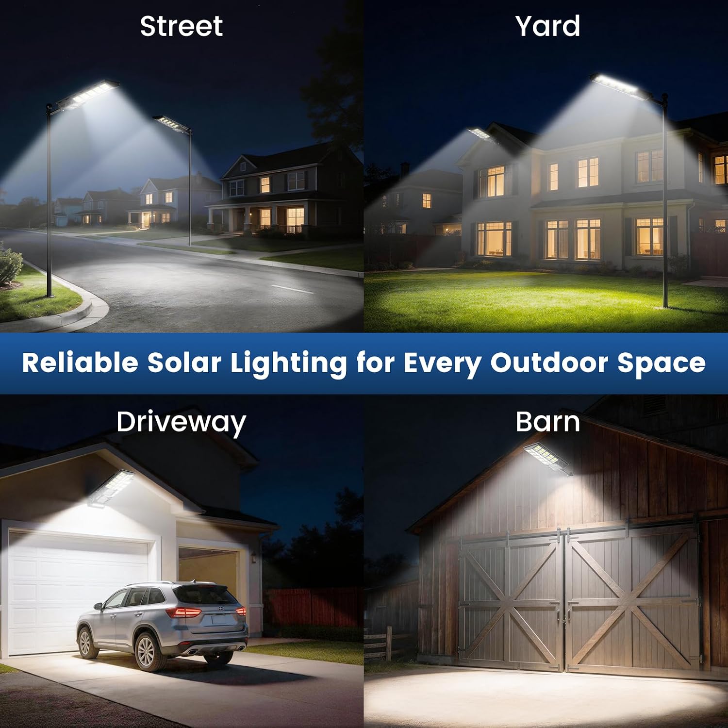 2 Pack Solar Lights Outdoor Waterproof, 60000LM Solar Street Lights Dusk to Dawn, 6500K LED Solar Powered Flood Light with Motion Sensor & Remote, Security Lighting for Yard, Parking Lot