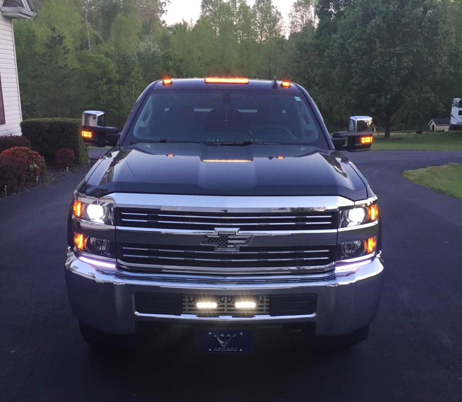 iJDMTOY 3pc Smoked Lens Full Amber LED Cab Roof Clearance Light Kit Compatible With 2007-14 Chevy GMC Silverado Sierra 2500HD 3500HD, Also Universal Fit For Many Other Trucks