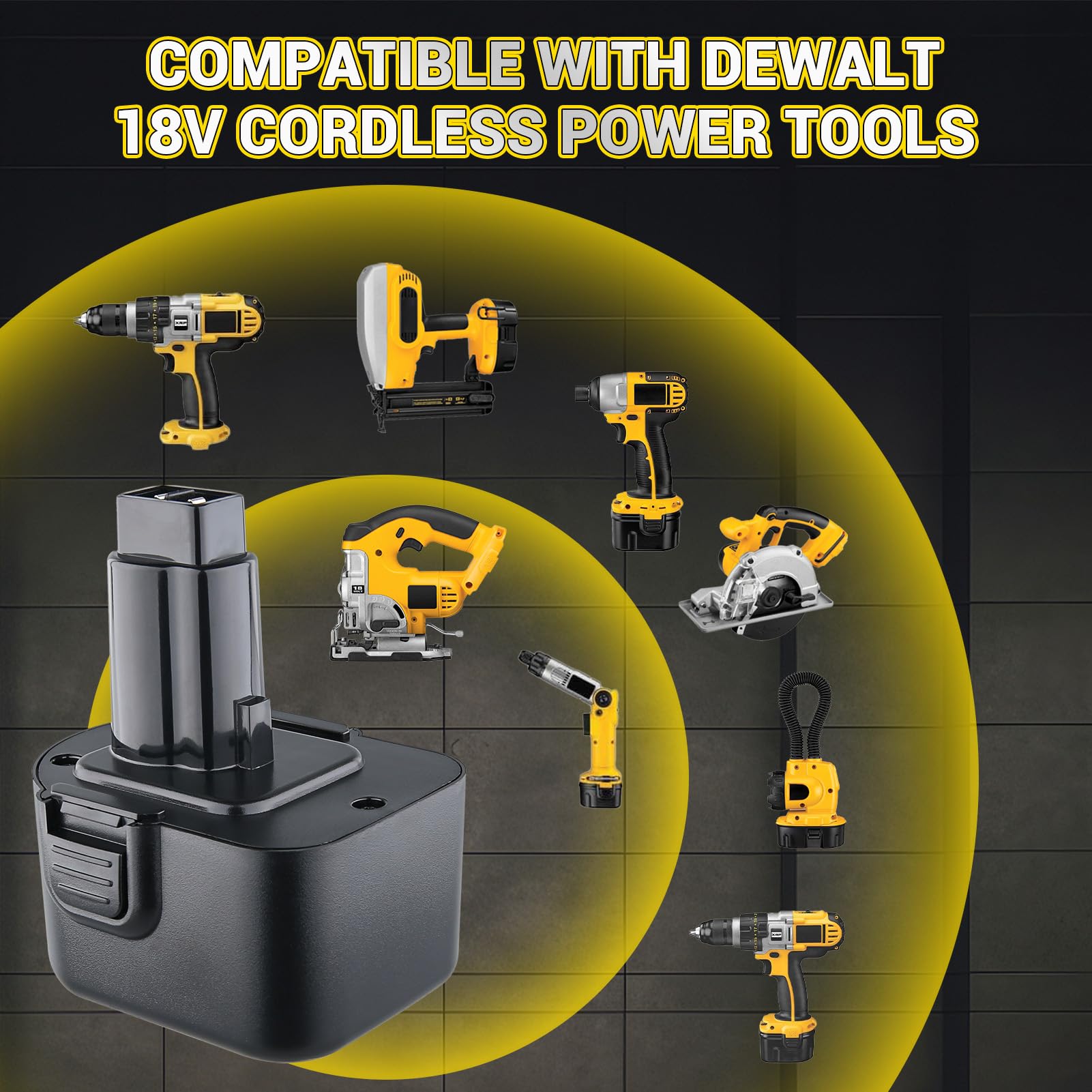 Lot de 2 pièces de rechange NiMH 12 V 4,8 Ah pour Dewalt DC9071 DE9074 DE9501