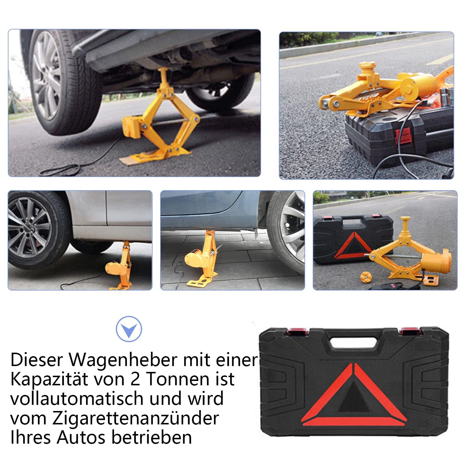 Zerone Elektrischer Wagenheber für Auto, 12 V Universal Scherenwagenheber mit Controller für SUV Auto, Kapazität 2 Tonnen