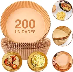 Kit com 200 formas descartáveis de papel para Air Fryer, forro Antiaderente para fritadeiras à ar
