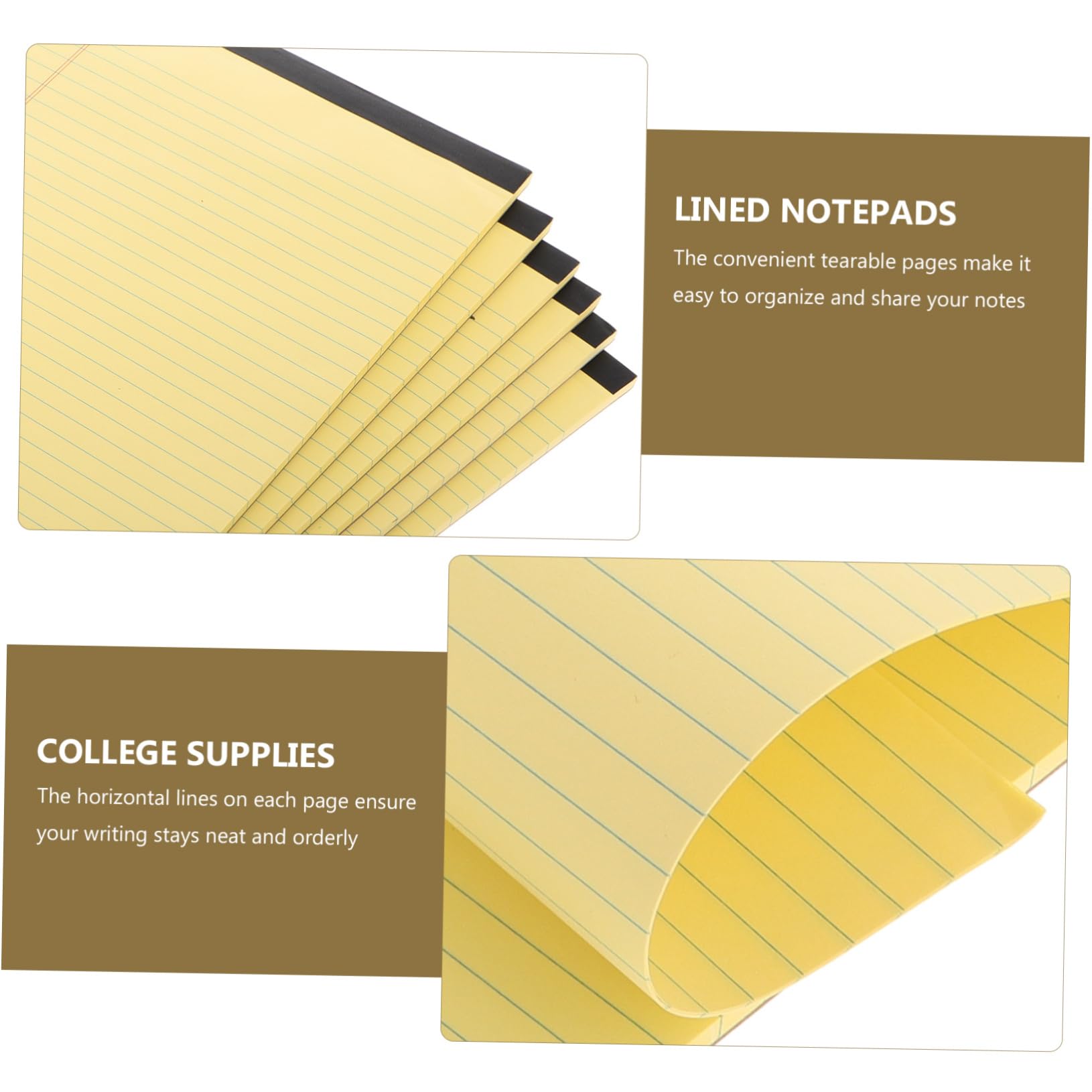 Blocco Appunti a Strappi A4 Giallo 6 Pezzi, Pagine Rigate | Layout a Sezioni, Carta Pasta di Legno, per Lavoro e Studio, Formato 214×295mm