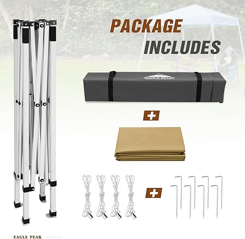 Vista 336 de EAGLE PEAK Tienda de campaña desplegable de pierna inclinada de 8 x 8 pulgadas, fácil instalación para una persona, toldo de playa al aire libre