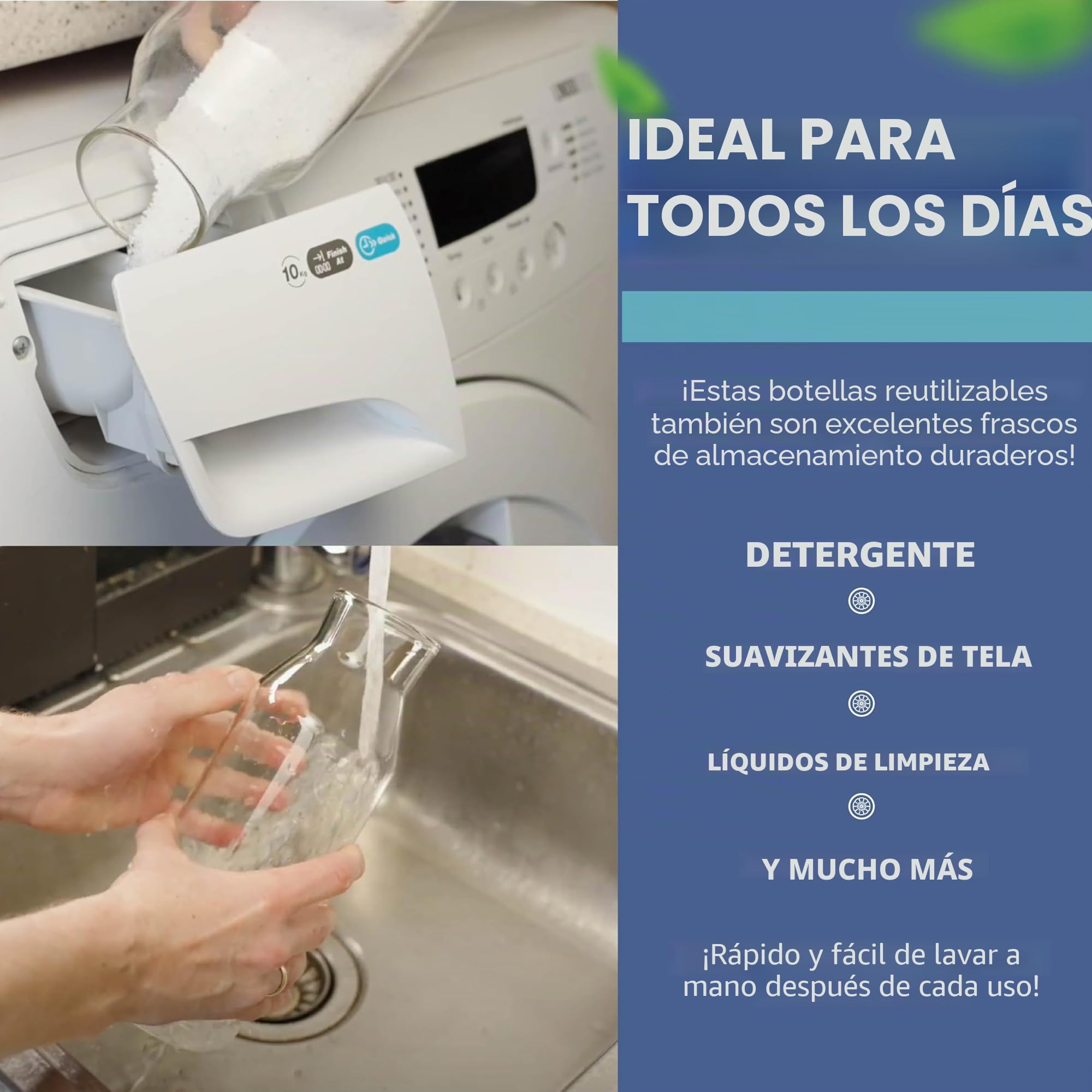 HEFTMAN Botellas de cristal con tapa de corcho (4 unidades, 1 litro)