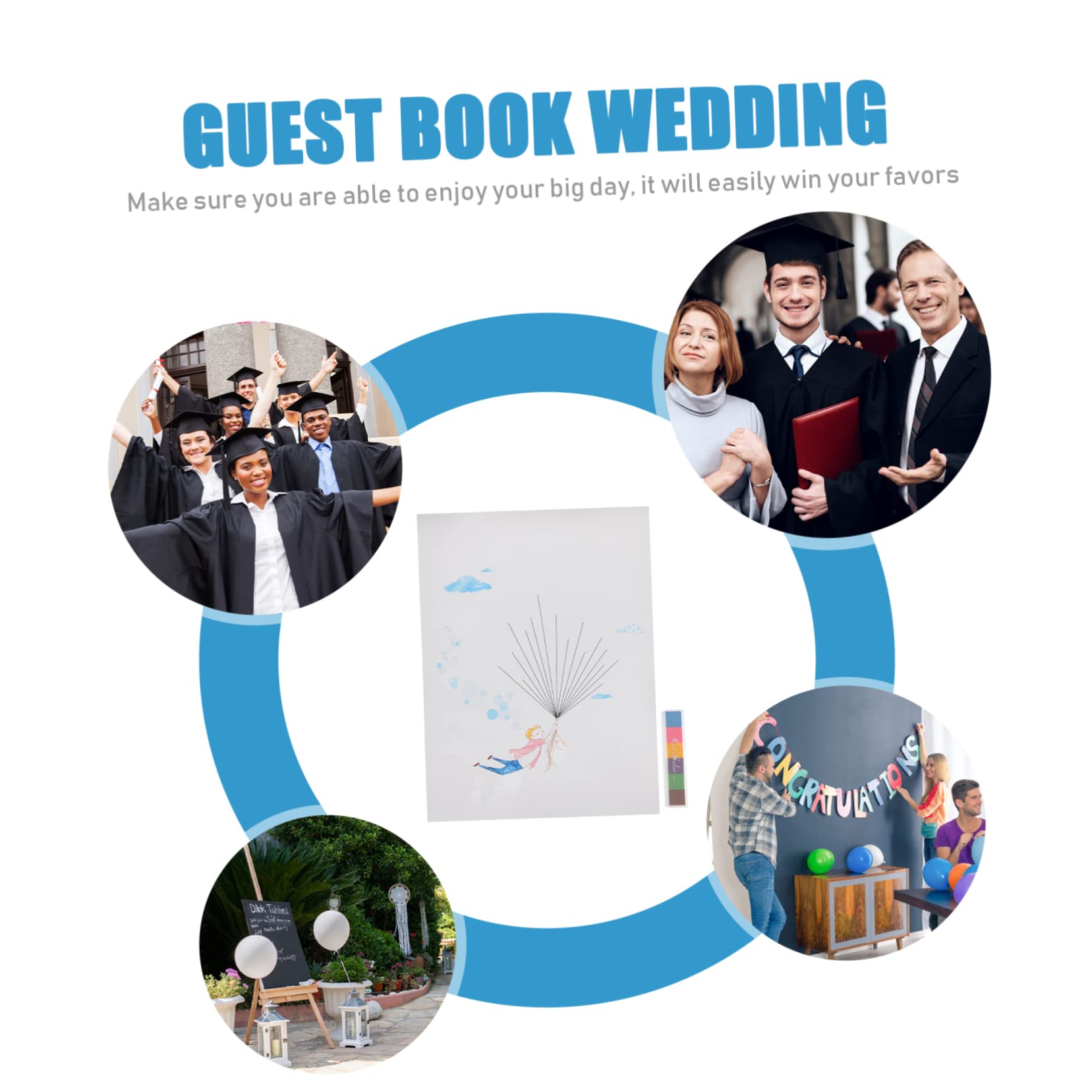 TOPBATHY 4 Stück Fingerabdruck-Check-in-Malerei evengers Event Brautparty-Gast Hochzeitsbuch für Gäste Fingerabdruck-Ballon-Gästebuch Gästebuch für Party aus Chemiefasern