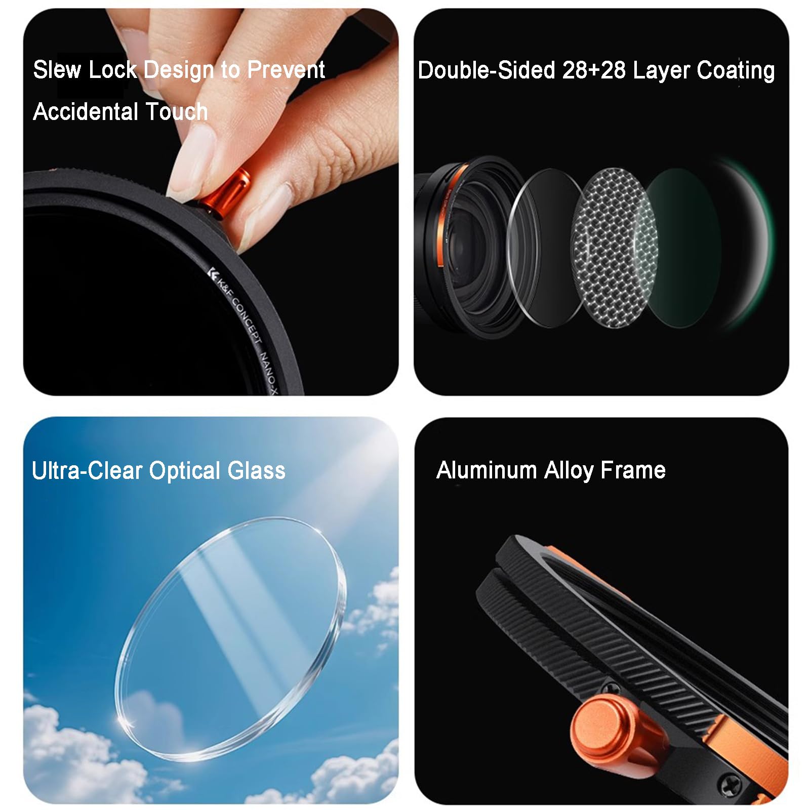 Zestaw filtrów obiektywu aparatu – 3 w 1 CPL, VND2-32 i zestaw filtrów Black Diffusion 1/4 z pierścieniem magnetycznym, nasadką obiektywu, etui do przechowywania, 28 wielowarstwowych powłok