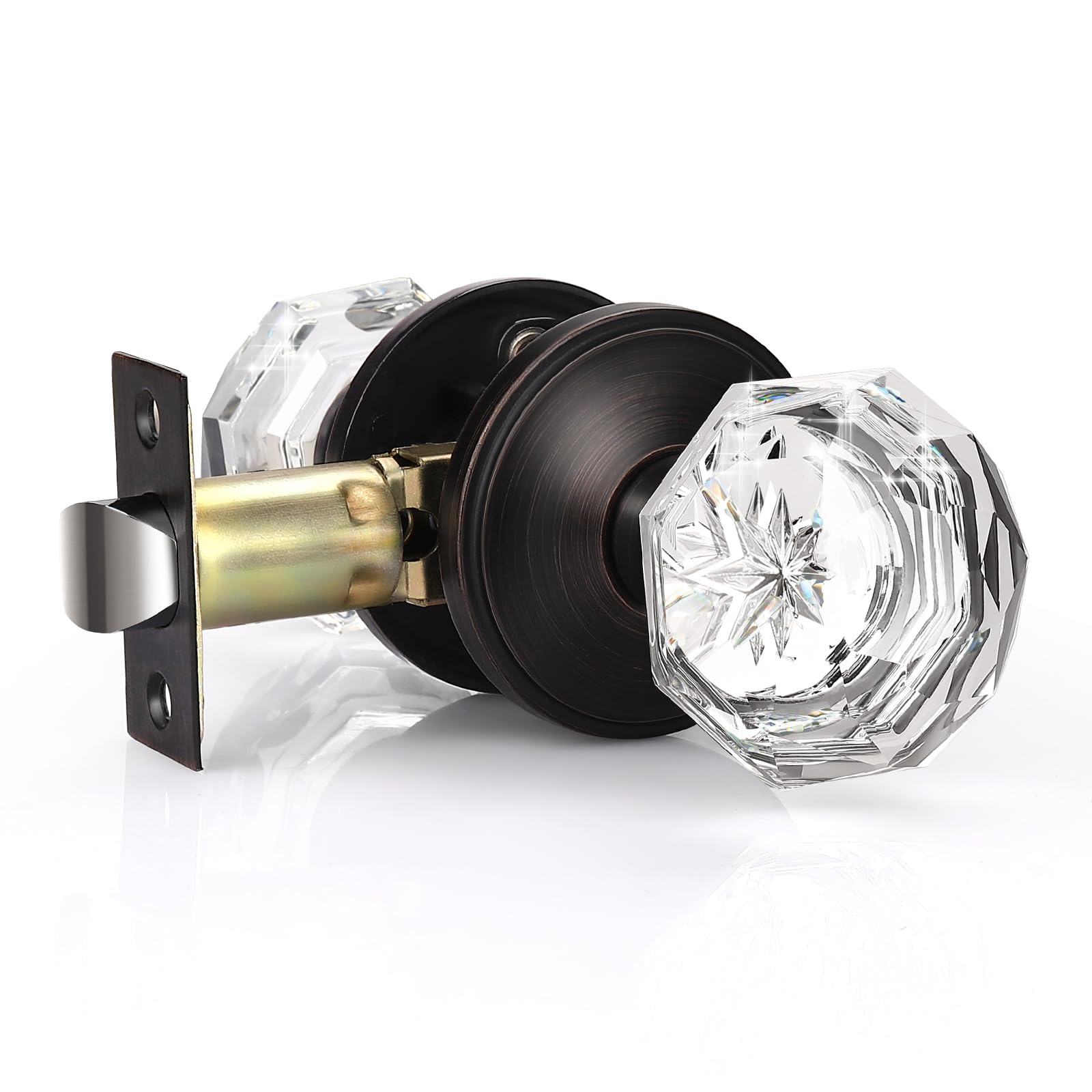 Elegant Clear Glass Door Knobs - Satin Nickel -9