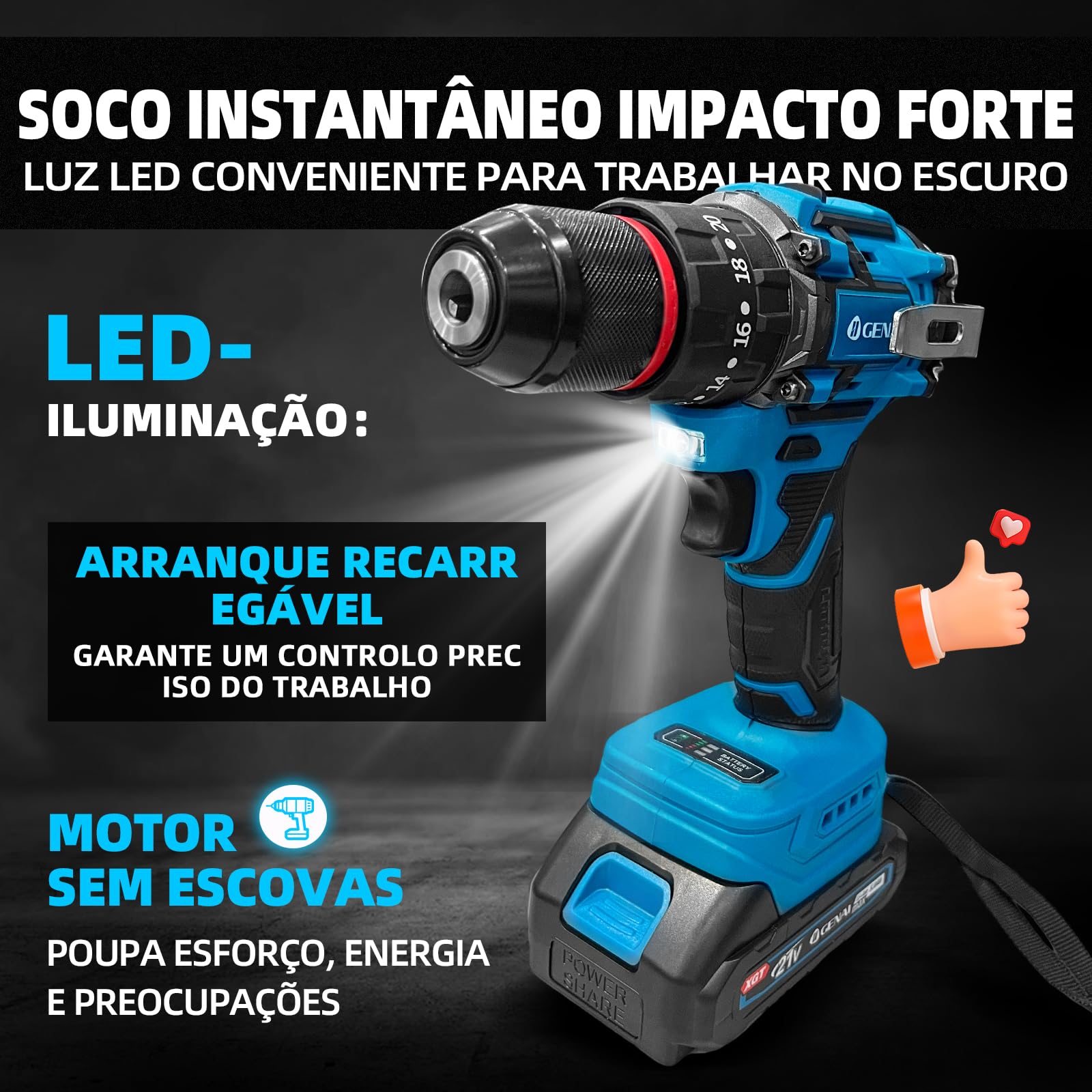Furadeira e Parafusadeira 21V, Parafusadeira de Impacto Sem Fio