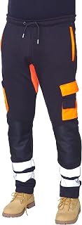 HASHOOB Mens Hi Viz Work Trousers Fleece Work Joggers Army Trousers FL-01
