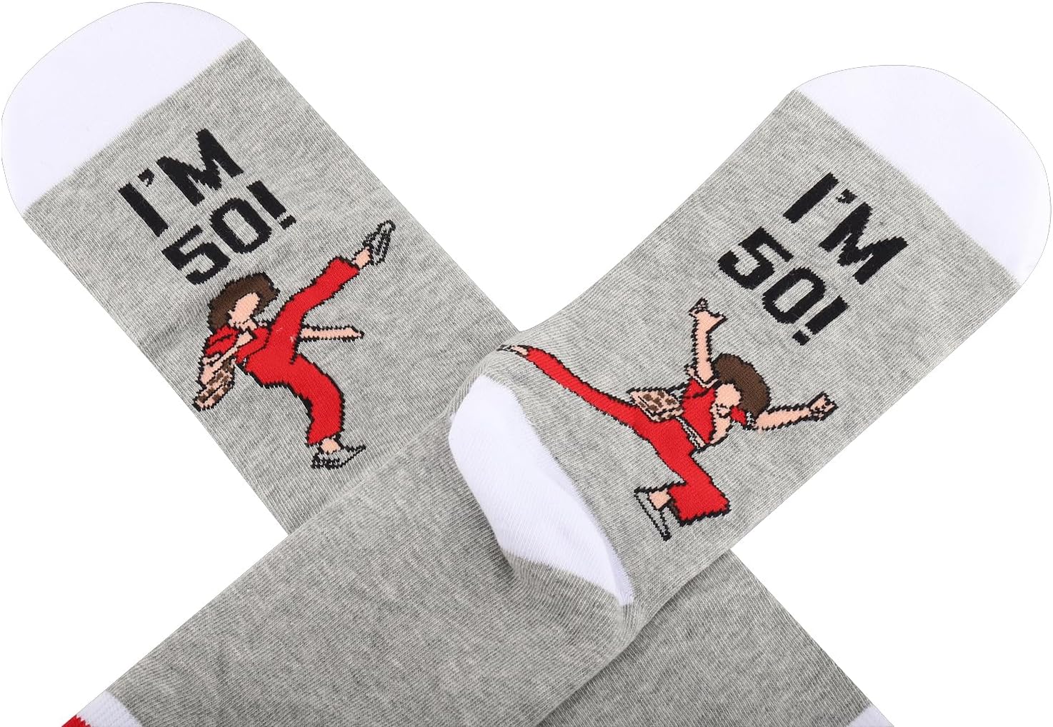 G2TUP TV Show Inspired Gift I Like To Kick I'm 50 Socks Fun Skit Lover Crew Socks TV Show Characters Fans Gift