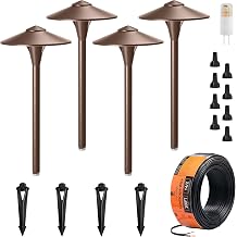 VISTA 4-Pack Cast Aluminum Landscape Path Lights, 12V Low Voltage Landscape Lighting Pathway Lights with 1.5W G4 LED Bulb for Outdoor Walkway Yard Garden Driveway