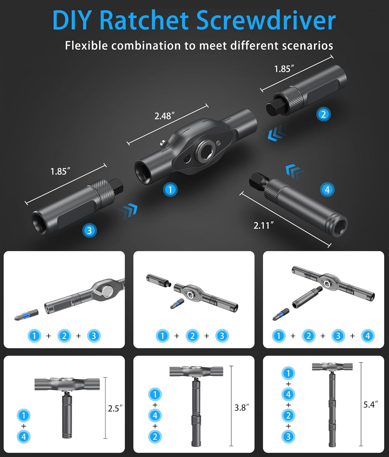 24 in 1 Magnetic Ratchet Screwdriver Set – Multi Bit Precision Repair Tool Kit with Detachable Handle, S2 Steel Bits, Portable Storage Case for Furniture, Computer, Bicycle, Electronics - Image 2