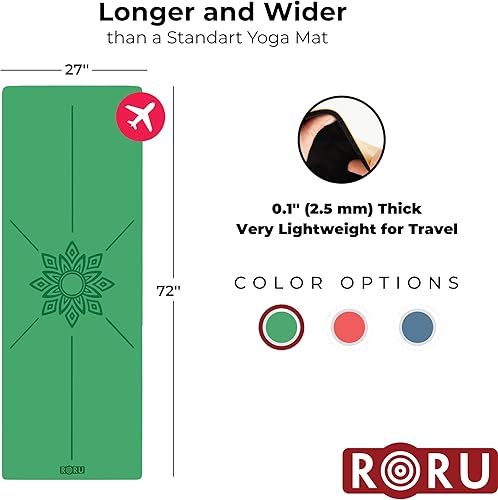 Miniatura 2 de RORU Concept Sun &amp; PRO Series - Tapete de yoga grueso antideslizante, grande y ancho, 72 x 27 pulgadas y 68 x 24 pulgadas, antideslizante, tapete de