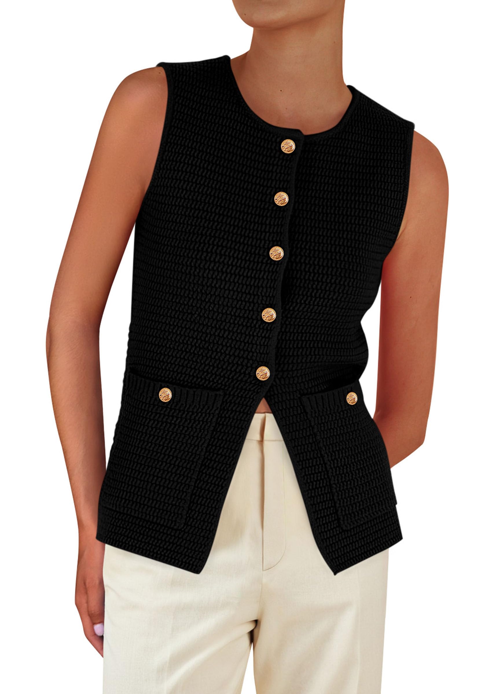 prettygarden women39s 2025 summer sweater vest sleeveless knit cardigan button down tank tops trendy business casual outfits