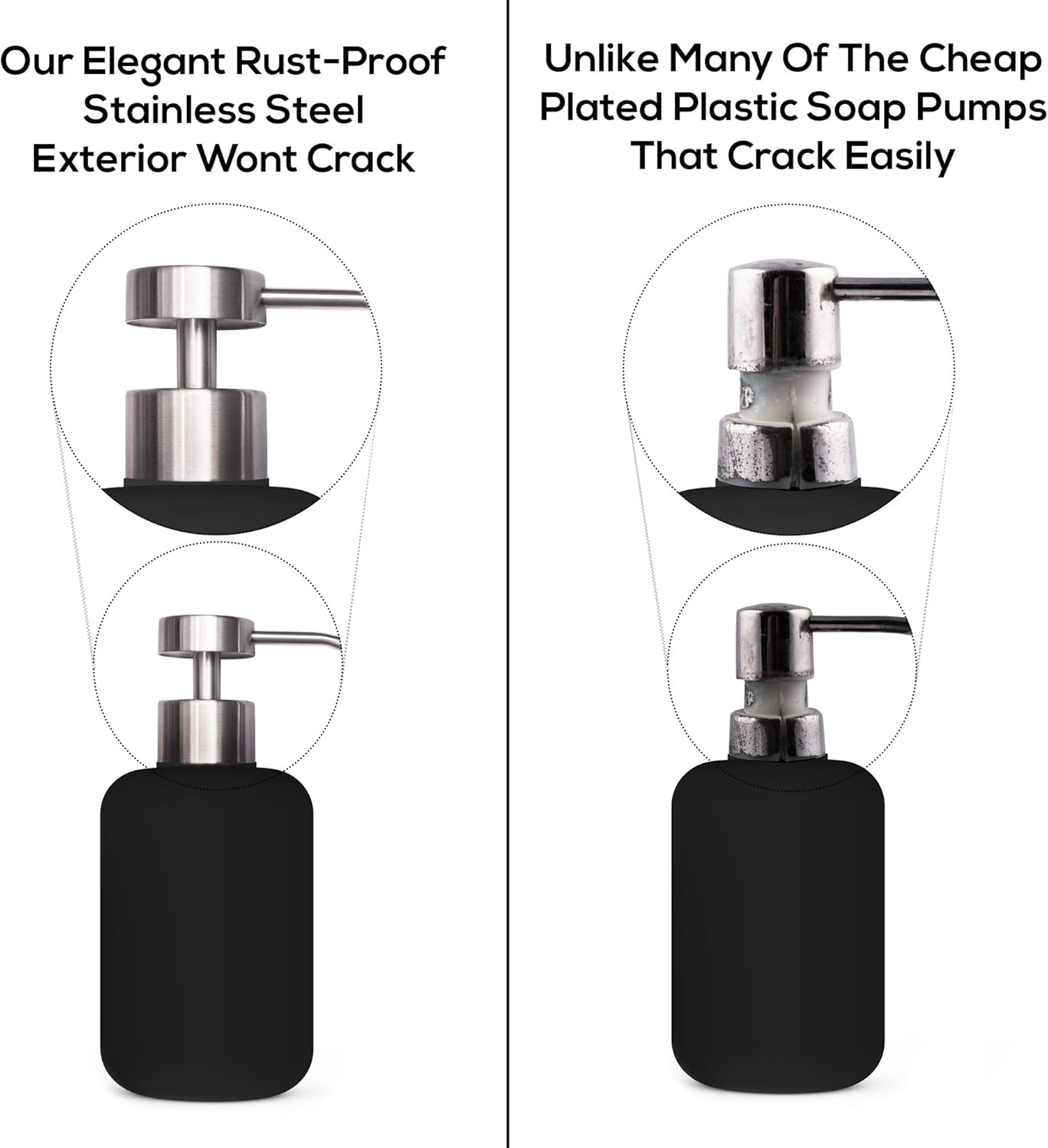 Elegant Flat Top Stainless Steel Soap and Lotion Dispenser Pumps (Brushed Nickel, 2 Pack)