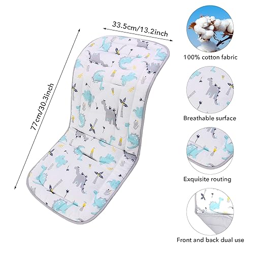Miniatura 7 de Cojín para cochecito de bebé, inserto de asiento de automóvil infantil, reversible, universal, transpirable y suave, funda 100% algodón, forro para