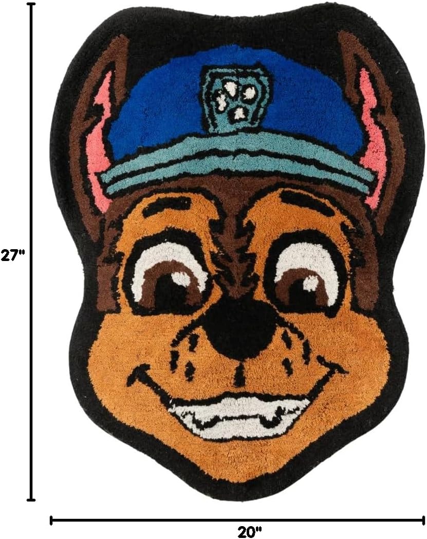 Paw Patrol Chase 100% Cotton Non Slip Plush Bathroom Mat Rug (Officially Licensed Product) By Franco