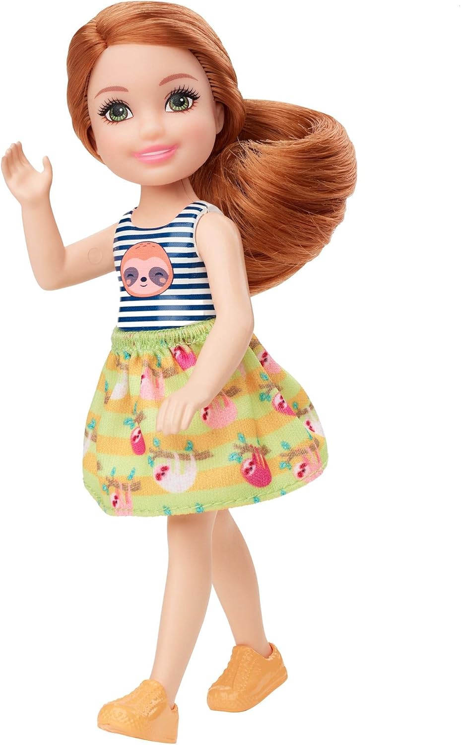 Barbie Club Chelsea Doll (6-inch) with Red Hair, Wearing Sloth Graphic and Skirt, for 3 to 7 Year Olds