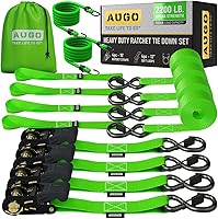 Vista 8 de AUGO Correas de trinquete retráctiles autobloqueantes 4 correas de amarre retráctiles de servicio pesado con autotensado con bucles suaves y bolsa