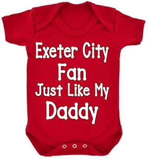 All About The Print Baby,Clothing,Baby Boys 0-24m,Bodysuits & One-Pieces,Bodysuits Exeter City Just Like Daddy Football Fan Baby Grow Vest Boy Girl Gift Romper Newborn Shower