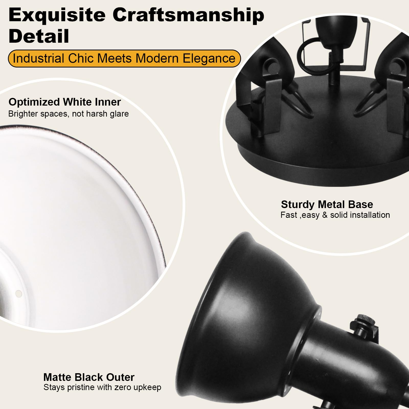 Unikcst 3 Way Spotlights Ceiling Lights E27 Black Spotlights Ceiling Fitting Rotable Spot Lights Fittings for Kitchen Bedroom Hallway Living Room Office - Image 3