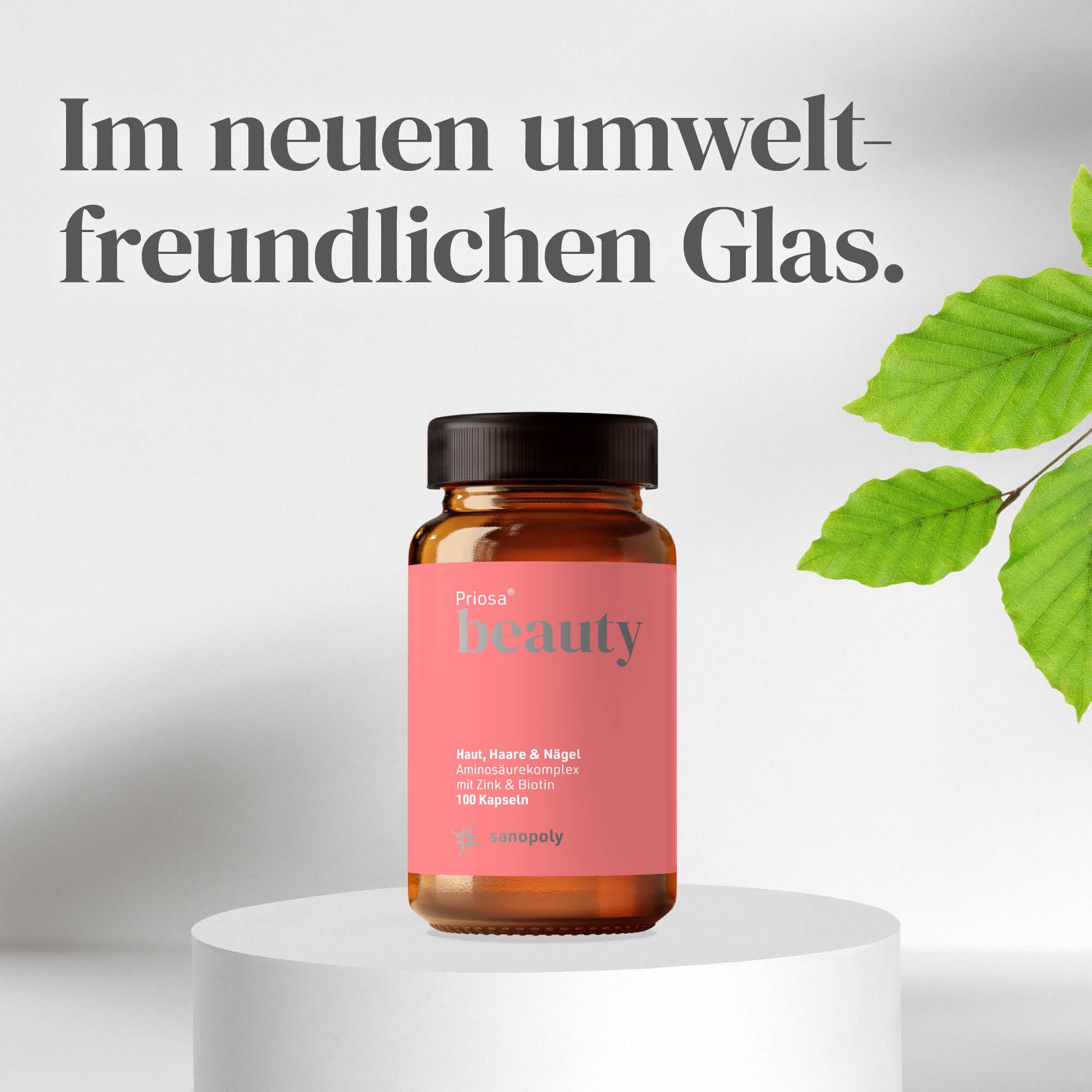 Priosa® BEAUTY 100 Kapseln I Nährstoff-Mix für Haut, Haare, Nägel & Knochen I Biotin, Q10, Zink, Kieselerde, Aminosäuren & Vitamine I Vegan