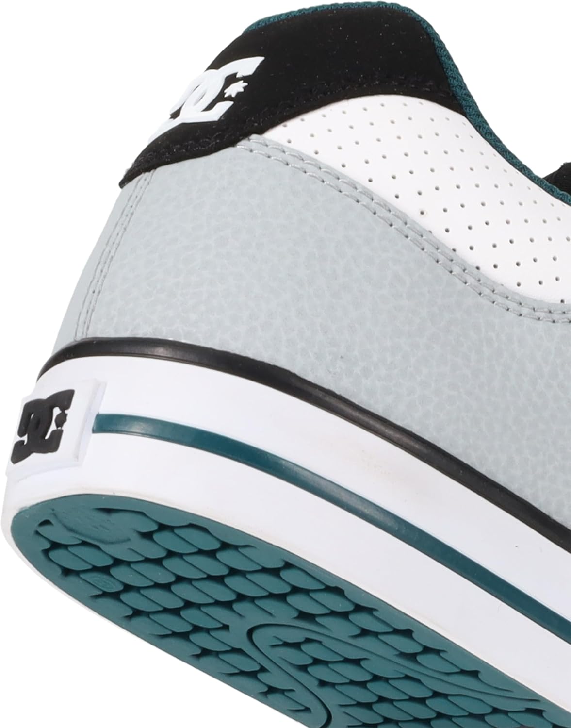 DC Men's Pure Skate Shoe, White/Black/Teal, 18 - Image 8