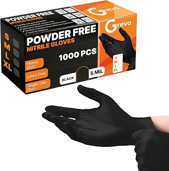 Disposable 5 & 8 Mil Black Nitrile Gloves S-XL Heavy Duty Latex & Powder-Free Textured, Chemical-Resistant