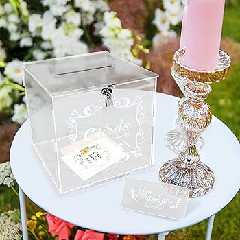 Amazon.co.jp: EVNEED アクリルウェディングカードボックス ロック付き