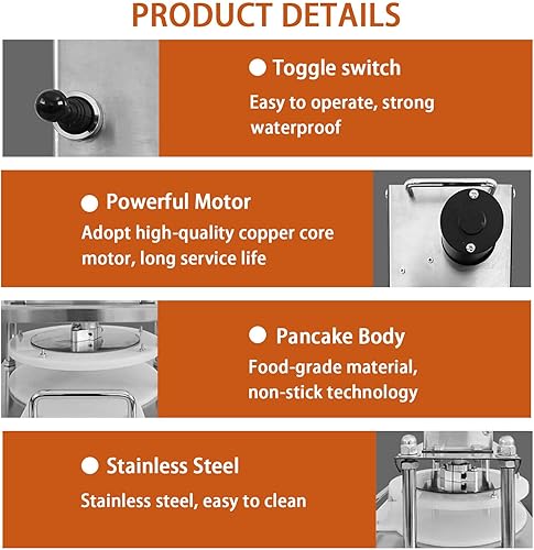 Miniatura 3 de 22cm9.66in Electric Pizza Dough Press,400 Pieces per Hour,Light Weight and Small Space Occupation, Low Noise,for Pressing Pizza Hand-Held Cakes