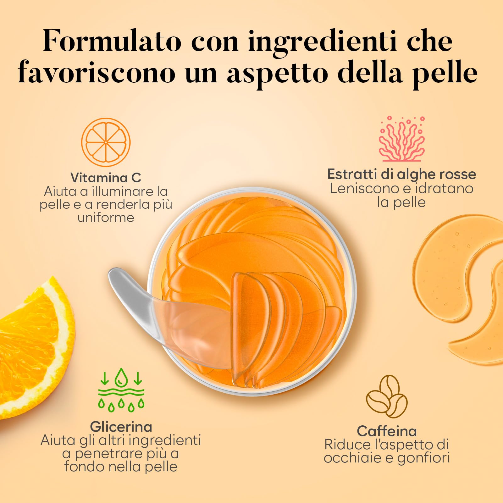 AURAE Patch Occhi, Maschera Occhi con Vitamin C e Caffeina, Patch Occhiaie e Borse, Maschera Occhiaie, Eye Mask per Schiarente e l'idratazione (30 paia)