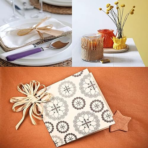 Miniatura 6 de Anvin 2 rollos de cinta de papel de rafia natural, cordel mate, cinta de rafia, cuerda decorativa para envoltura de regalos, manualidades y