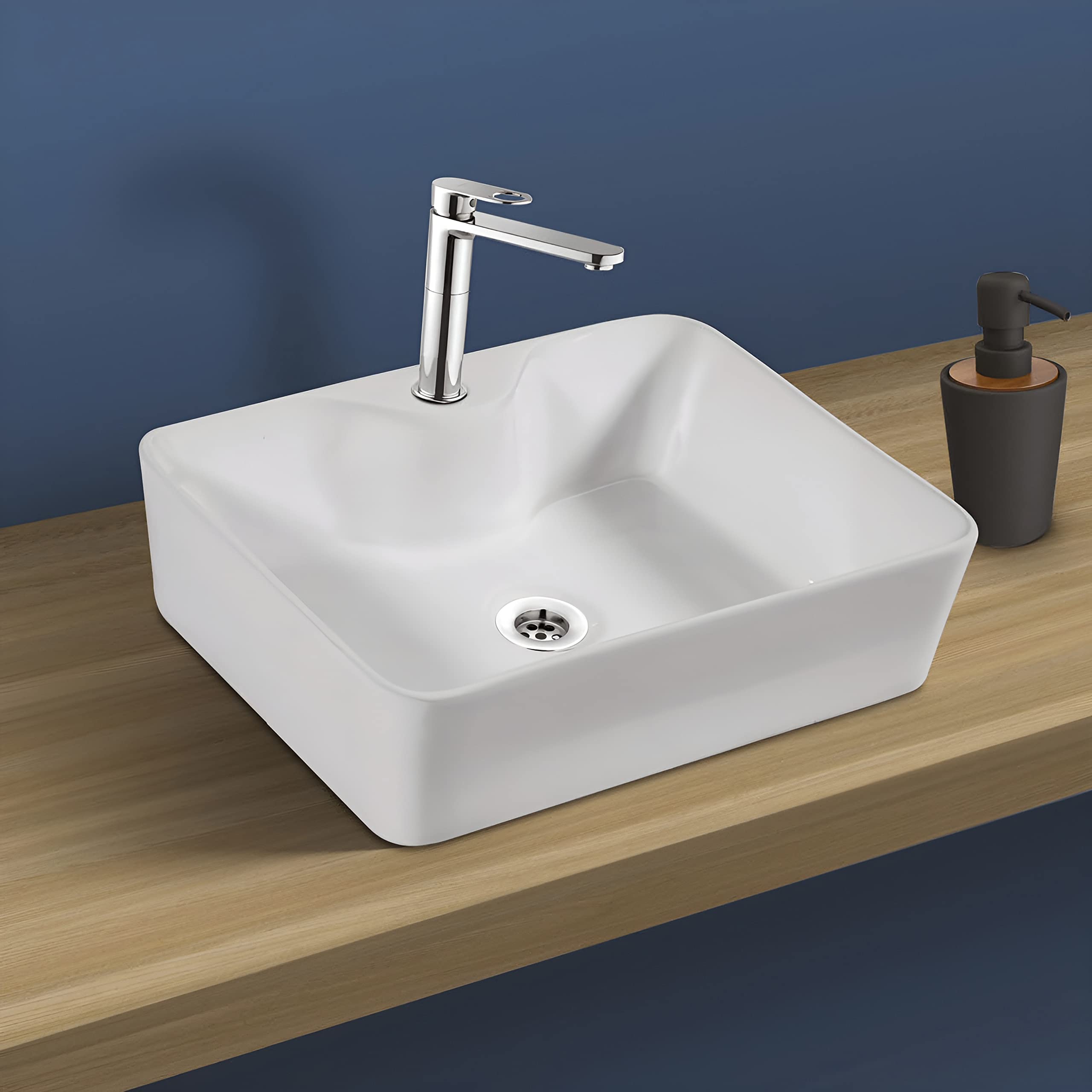 Meta Table Top Ceramic Wash Basin – Countertop Designer Vessel Sink - Bathroom Washbasin over counter For Hotel Home Living Room – Glossy Finish (19 x 14 x 5 Inch, White) (B0C1NBMKHL) Amazon Price History, Amazon Price Tracker