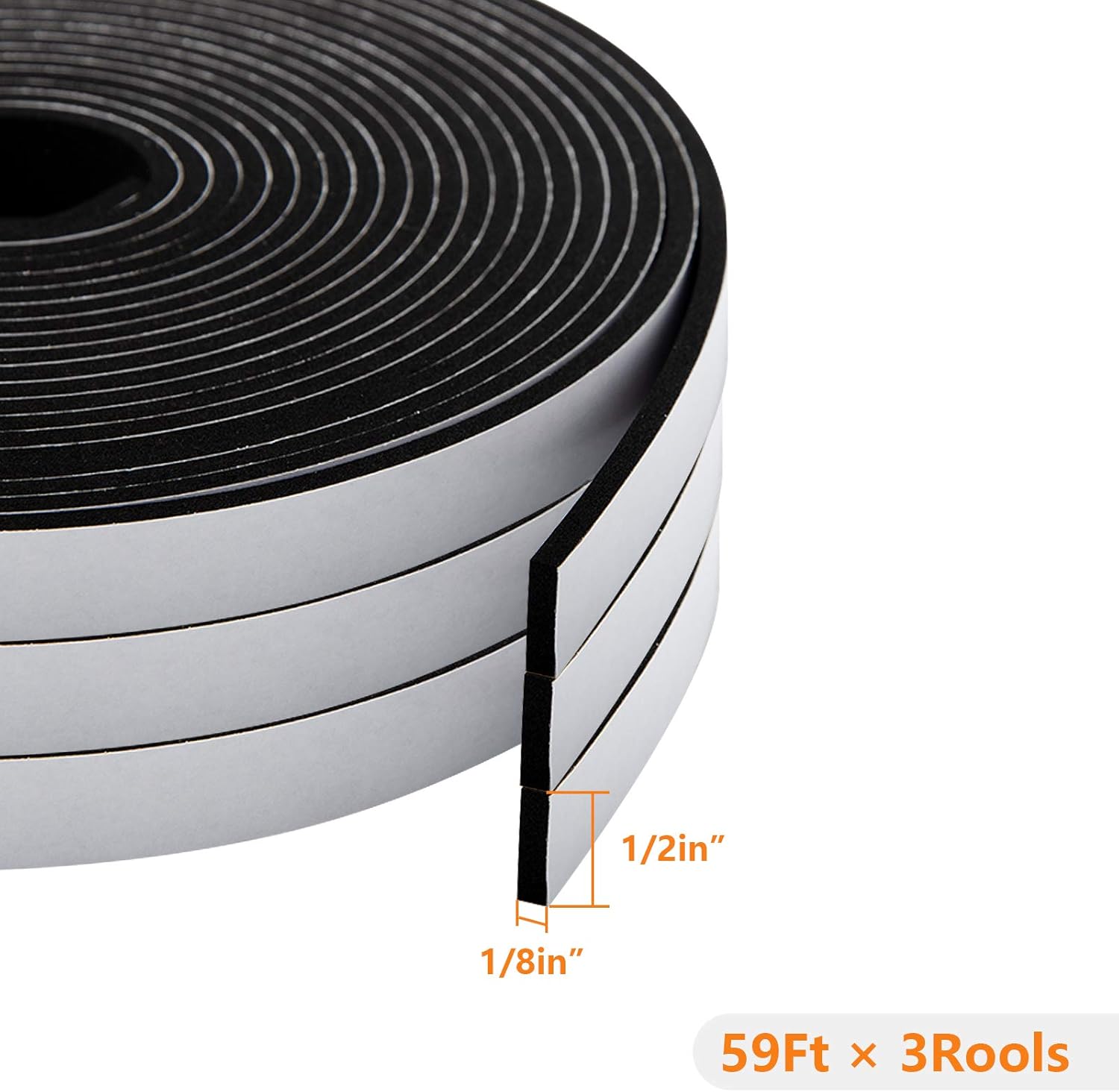Buy Adhesive Foam Seal Tape1/2 Inch Wide X 1/8 Inch Thick,High Density