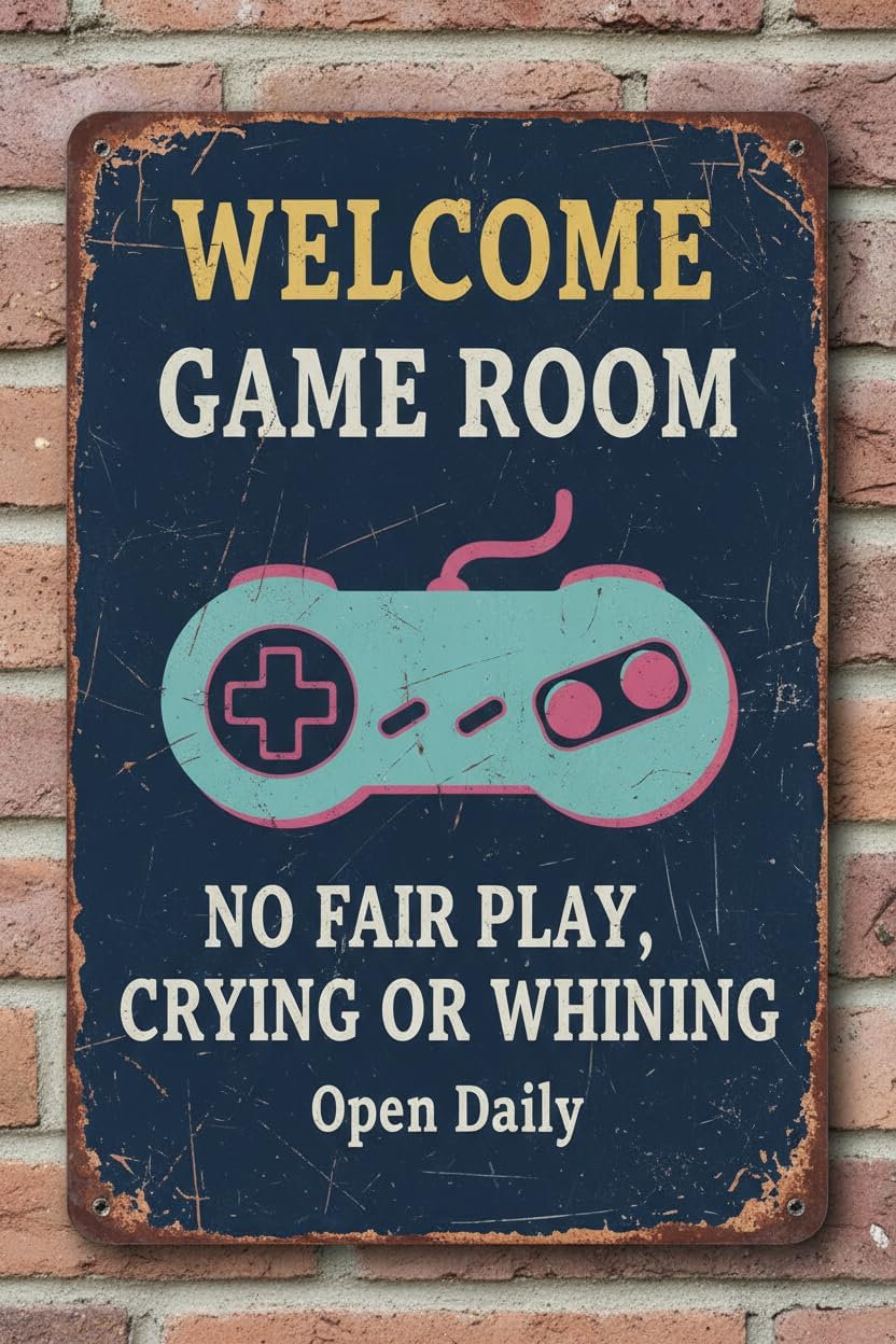 Wall Decor Welcome To The Game Room Sign - Cool Gaming Gifts For Boys And Teens